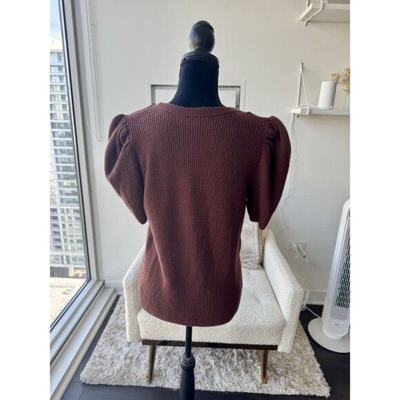 Express Burgundy Puff Short Sleeve Sweater Size Large - Picture 3 of 5